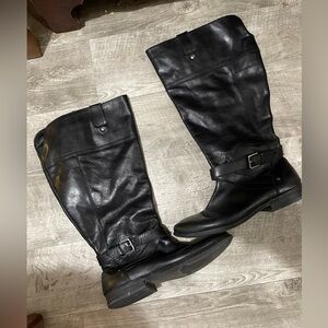 Marc Fisher Wide Calf 10M Black Leather Knee-High Boots